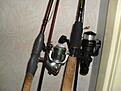 Mina tv� sp�n med rullar, Kinetic Python med Shimano Super GT-FA 2500 och Berkley Lightning Rod med en tillf�llig Biltema rulle :-)